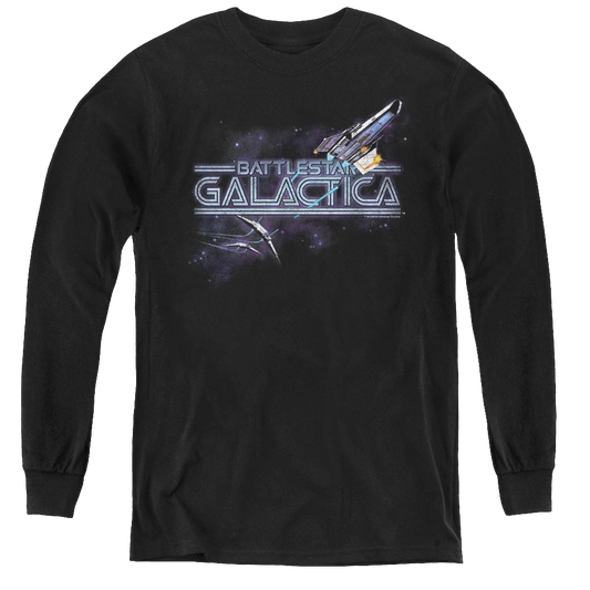 Battlestar Galactica (1978) Cylon Persuit - Youth Long Sleeve T-Shirt