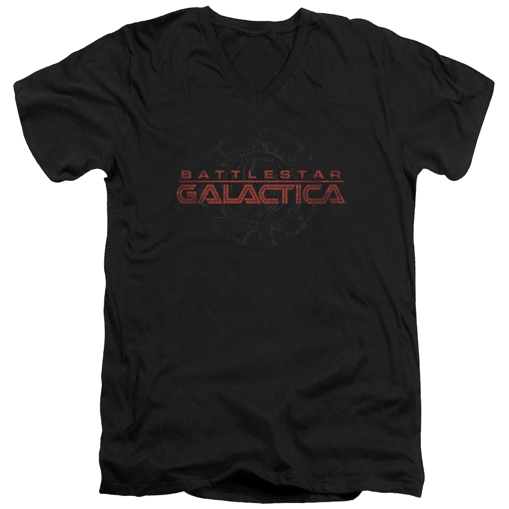 Battlestar Galactica Battered Logo - Men's V-Neck T-Shirt