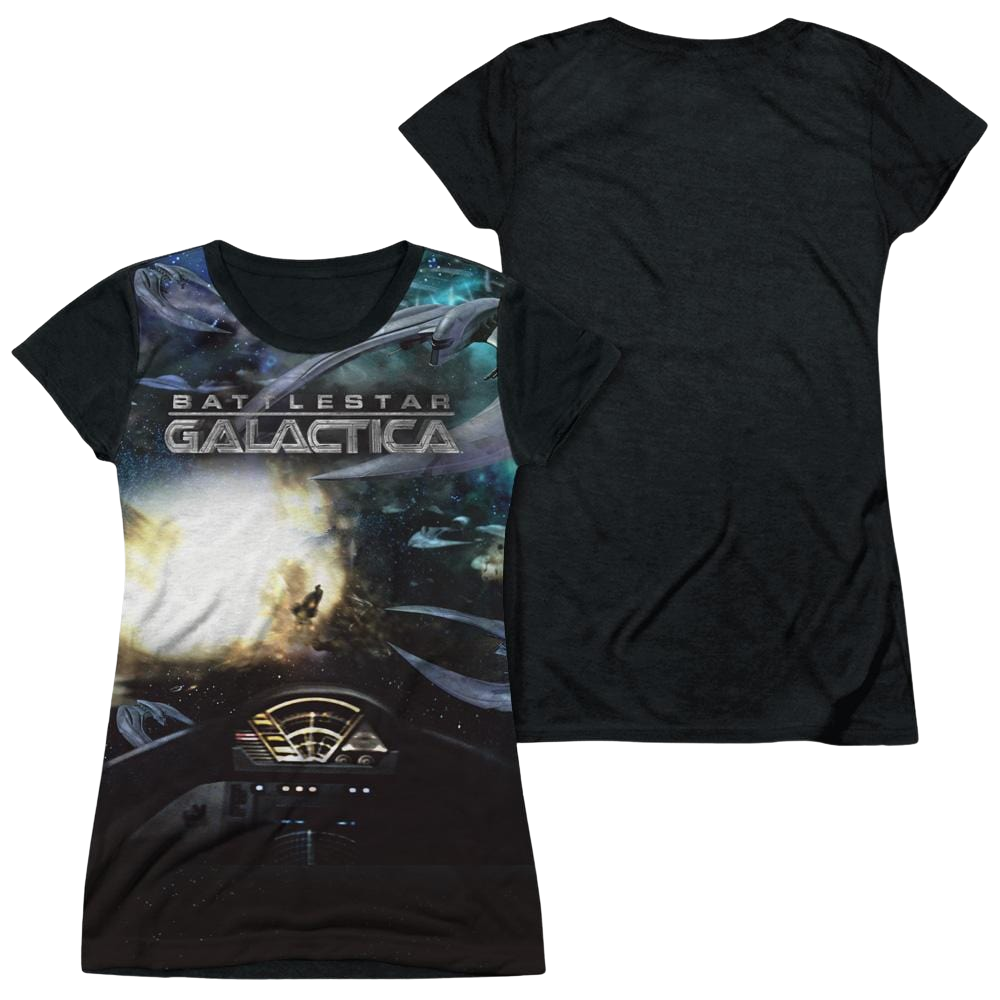 Battlestar Galactica Battle Seat - Juniors Black Back T-Shirt