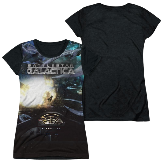 Battlestar Galactica Battle Seat - Juniors Black Back T-Shirt