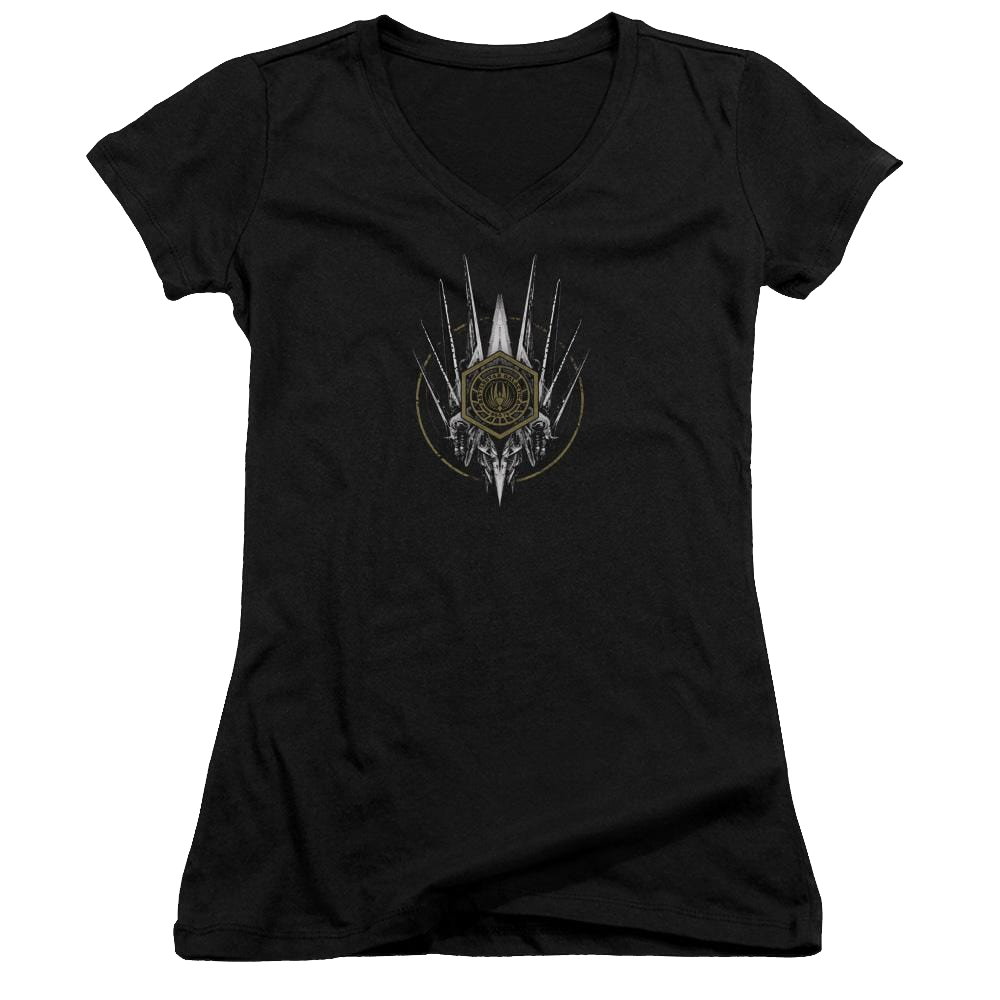 Battlestar Galactica Crest Of Ships - Juniors V-Neck T-Shirt