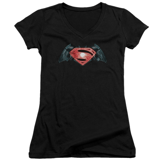 Batman v Superman Industrial Logo - Juniors V-Neck T-Shirt