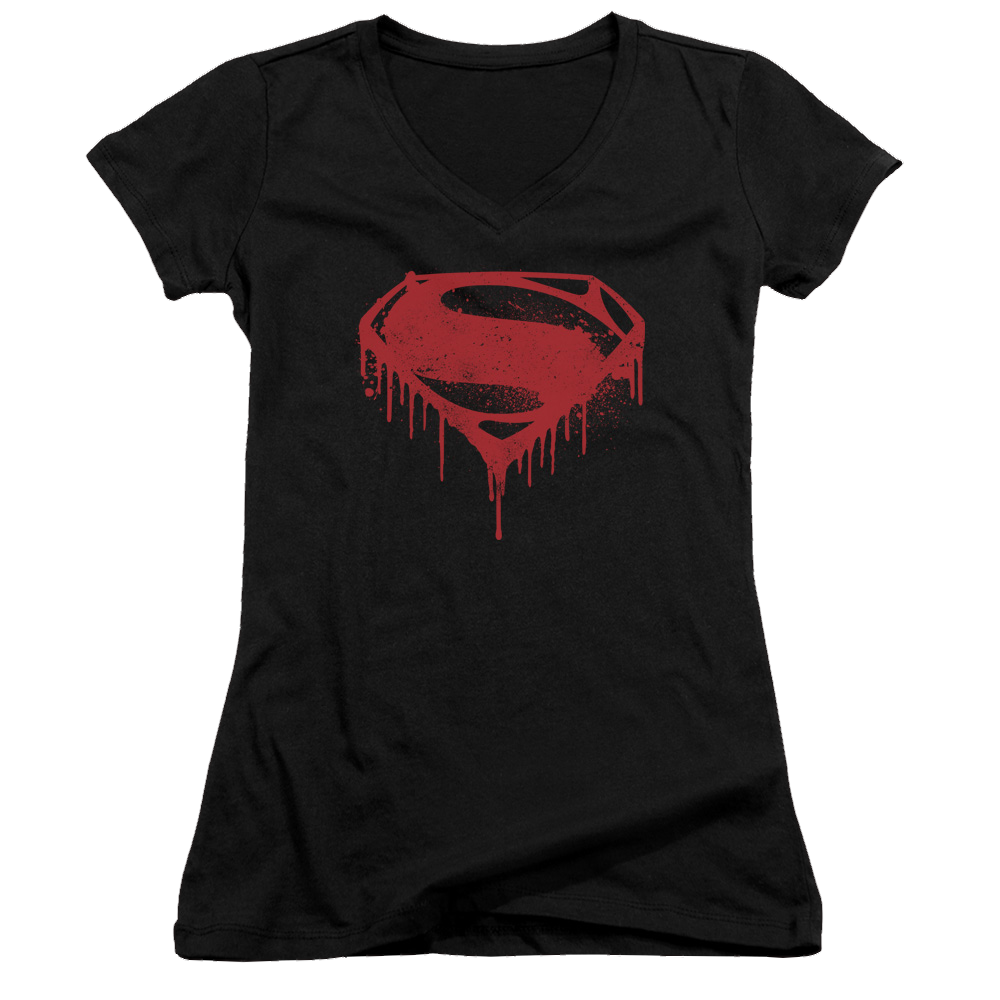 Batman v Superman Splattered - Juniors V-Neck T-Shirt