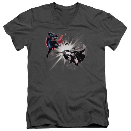 Batman v Superman Fight Burst - Men's V-Neck T-Shirt Style001