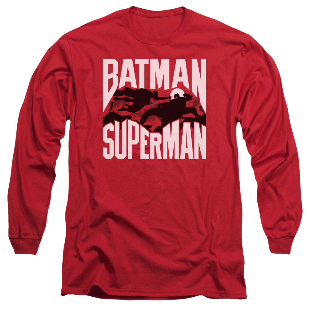 Batman v Superman Silhouette Fight - Men's Long Sleeve T-Shirt Style001