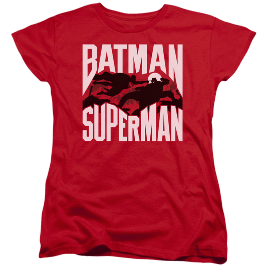 Batman v Superman Silhouette Fight - Women's T-Shirt Style001
