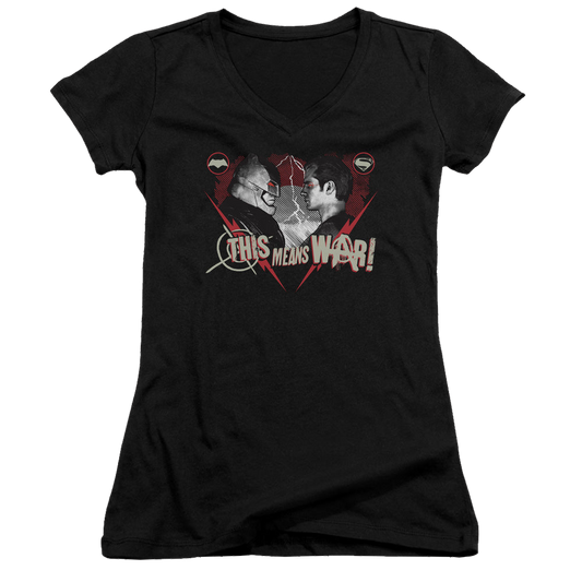 Batman v Superman This Means War - Juniors V-Neck T-Shirt Style001