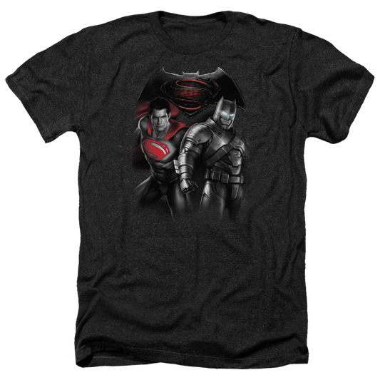 Batman v Superman Stand Off - Men's Heather T-Shirt