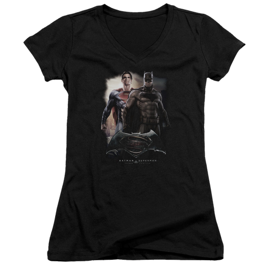 Batman v Superman Dawn - Juniors V-Neck T-Shirt Style001