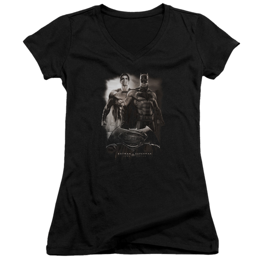 Batman v Superman Dawn - Juniors V-Neck T-Shirt Style002