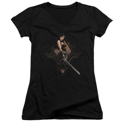 Batman v Superman City Girl - Juniors V-Neck T-Shirt Style001
