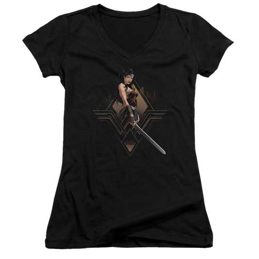 Batman v Superman City Girl - Juniors V-Neck T-Shirt