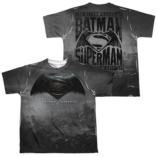 Batman v Superman Logo City (Front/Back Print) - Youth All-Over Print T-Shirt Style001