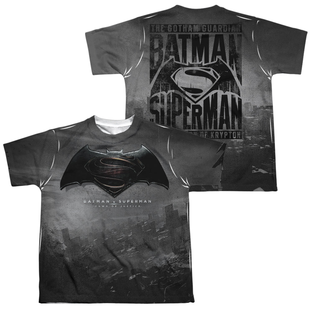 Batman v Superman Logo City (Front/Back Print) - Youth All-Over Print T-Shirt