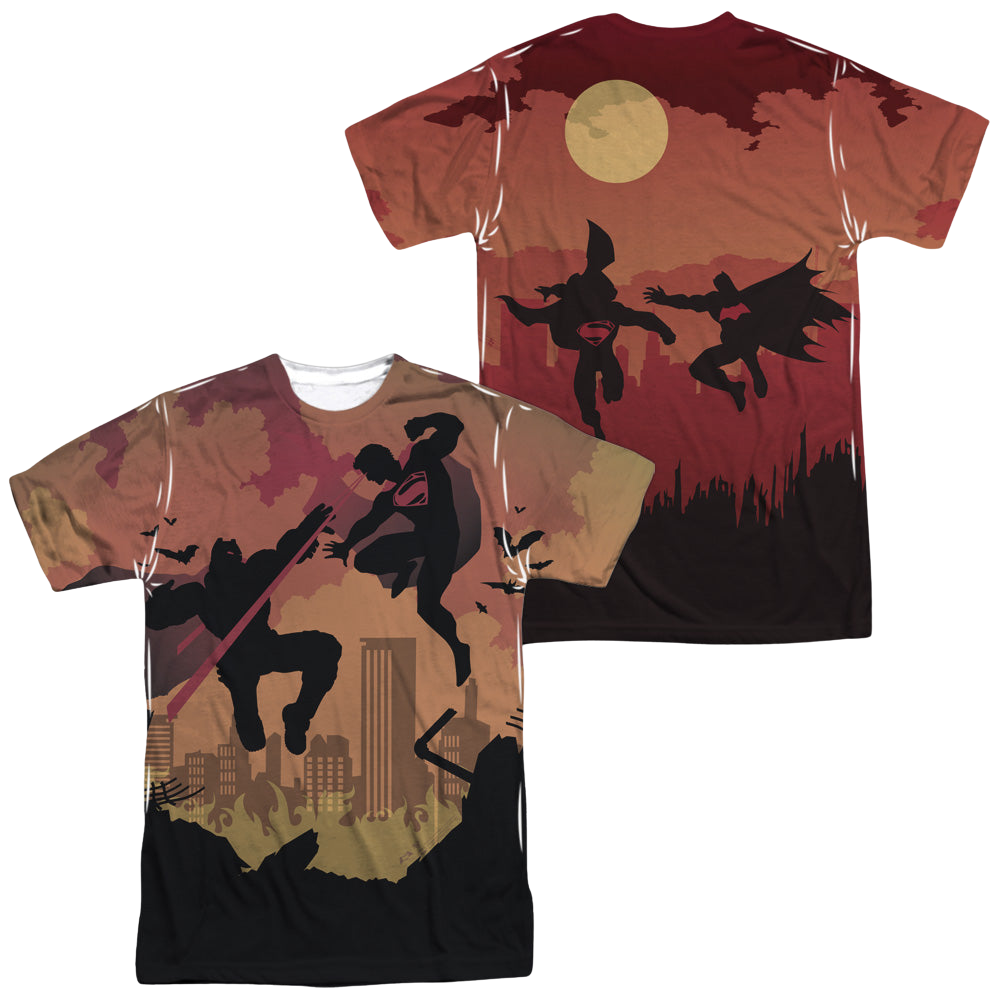 Batman v Superman Silhouette Fight (Front/Back Print) - Men's All-Over Print T-Shirt