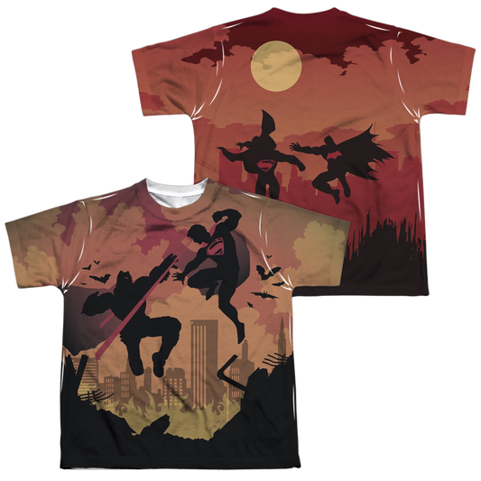 Batman v Superman Silhouette Fight (Front/Back Print) - Youth All-Over Print T-Shirt Style001