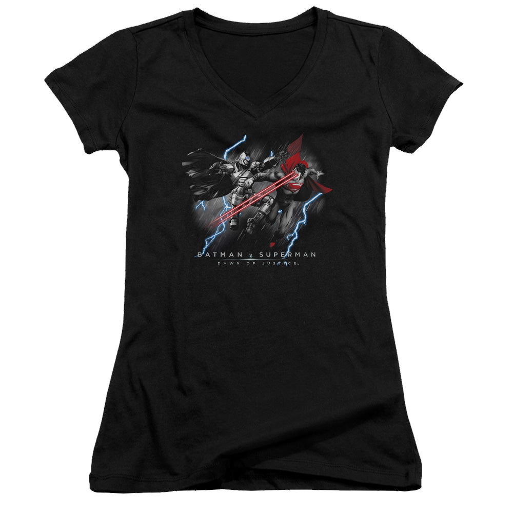 Batman v Superman Lightning V Heat Vision - Juniors V-Neck T-Shirt