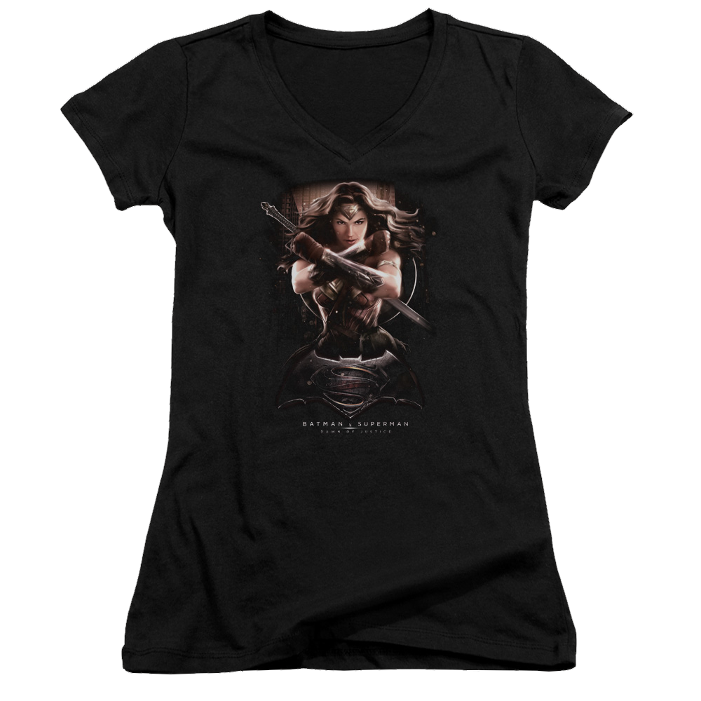 Batman v Superman Ww Ground Zero - Juniors V-Neck T-Shirt Style001