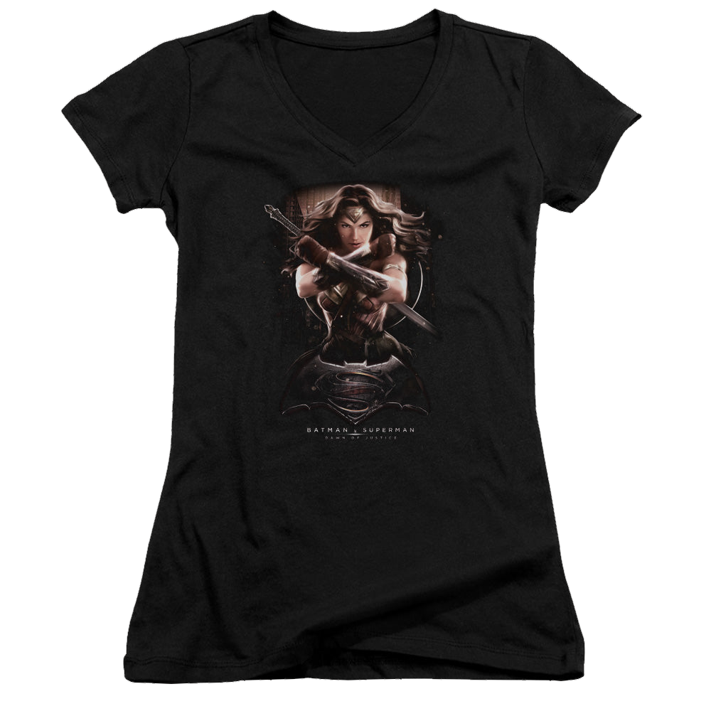 Batman v Superman Ww Ground Zero - Juniors V-Neck T-Shirt