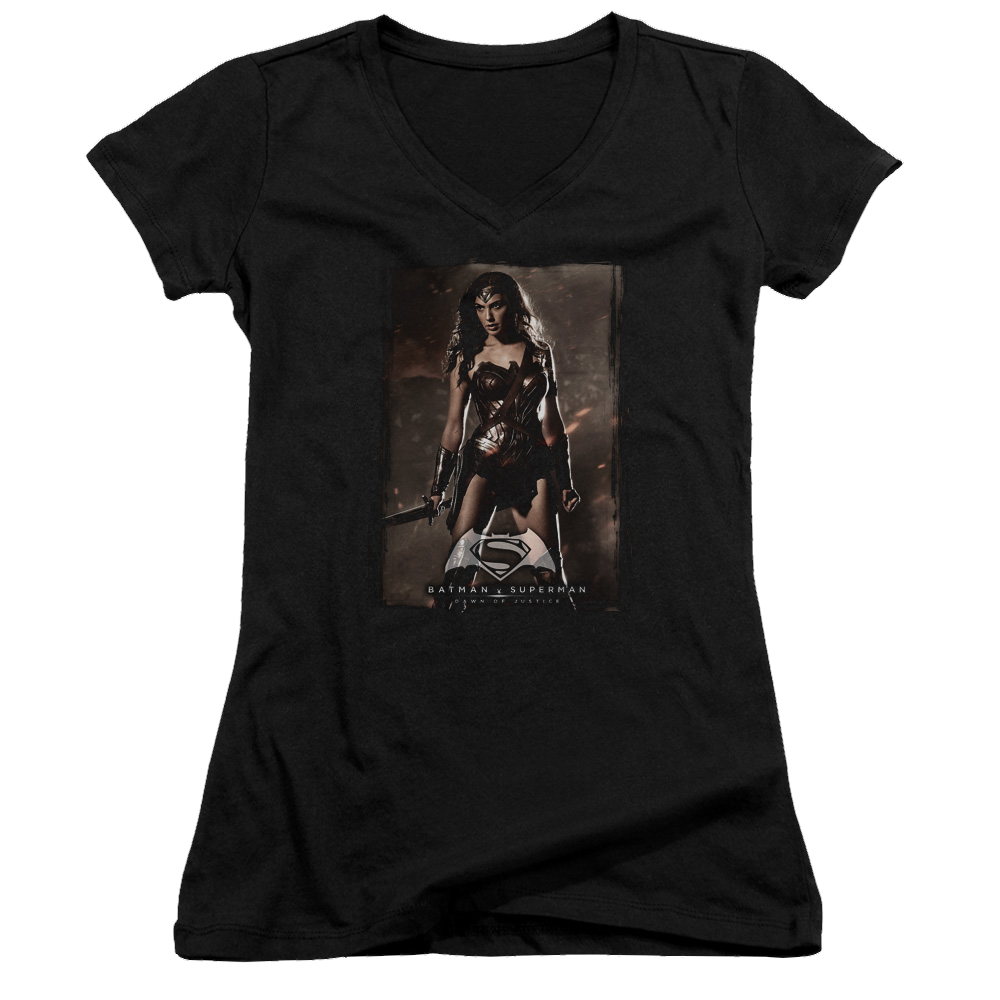 Batman v Superman Ww Poster - Juniors V-Neck T-Shirt Style001