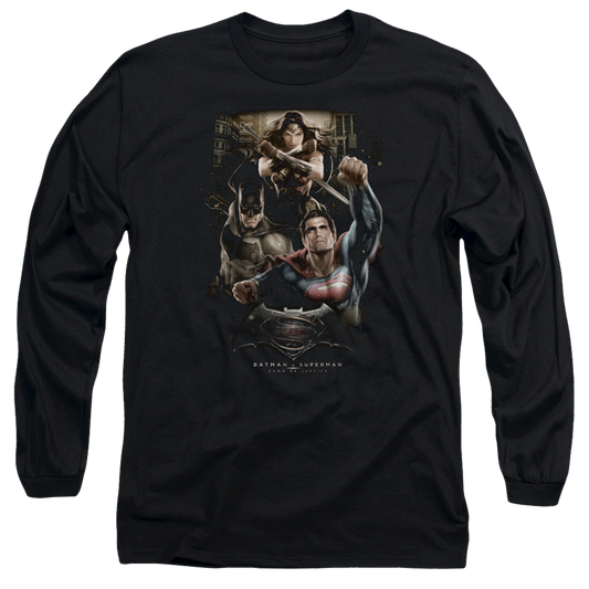Batman v Superman Three In Action - Men's Long Sleeve T-Shirt