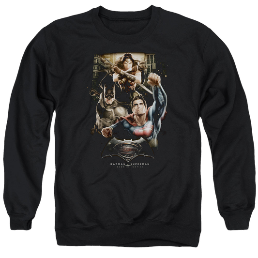 Batman v Superman Three In Action - Men's Crewneck Sweatshirt Style001