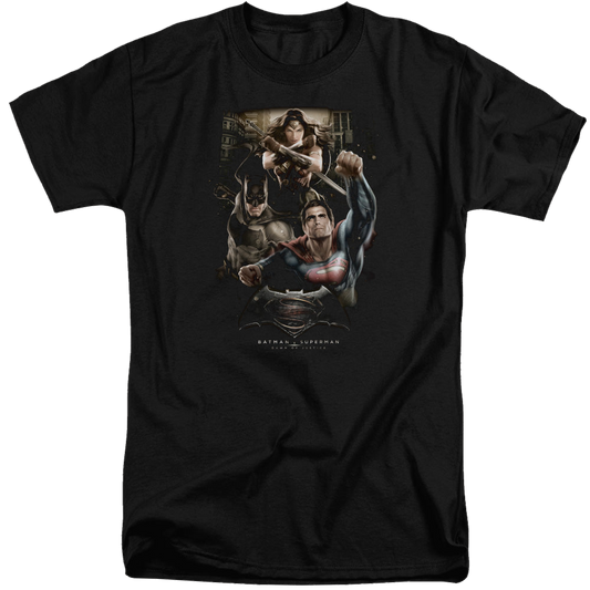 Batman v Superman Three In Action - Men's Tall Fit T-Shirt Style001
