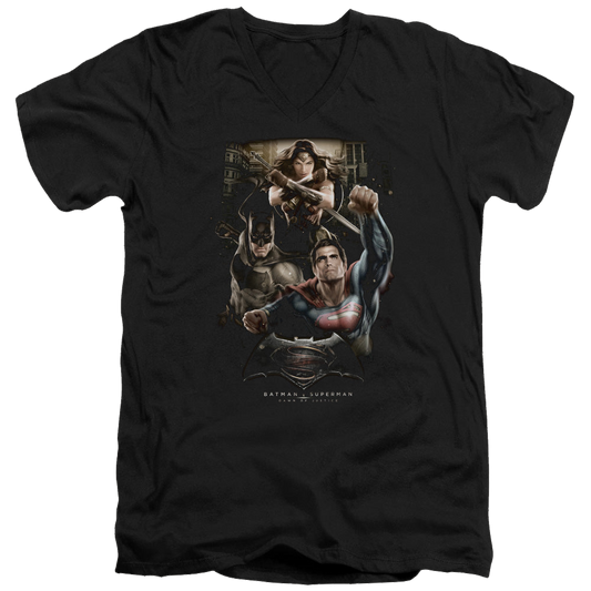 Batman v Superman Three In Action - Men's V-Neck T-Shirt Style001