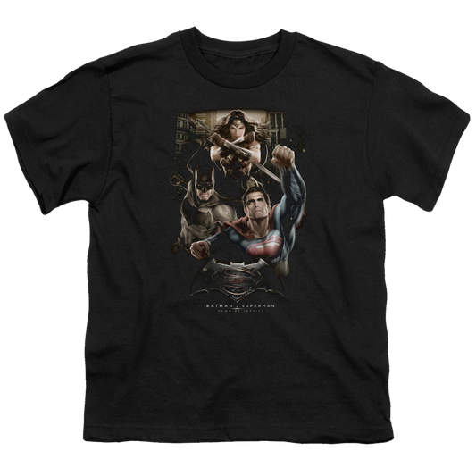 Batman v Superman Three In Action - Youth T-Shirt
