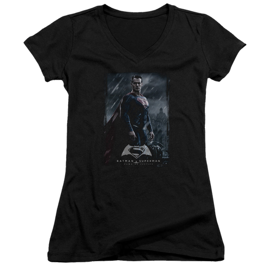 Batman v Superman Supe Poster - Juniors V-Neck T-Shirt