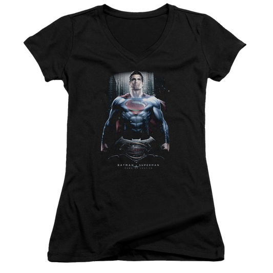 Batman v Superman Supe Ground Zero - Juniors V-Neck T-Shirt Style001