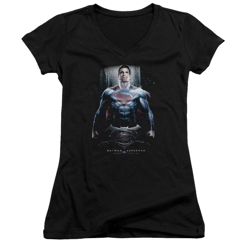Batman v Superman Supe Ground Zero - Juniors V-Neck T-Shirt