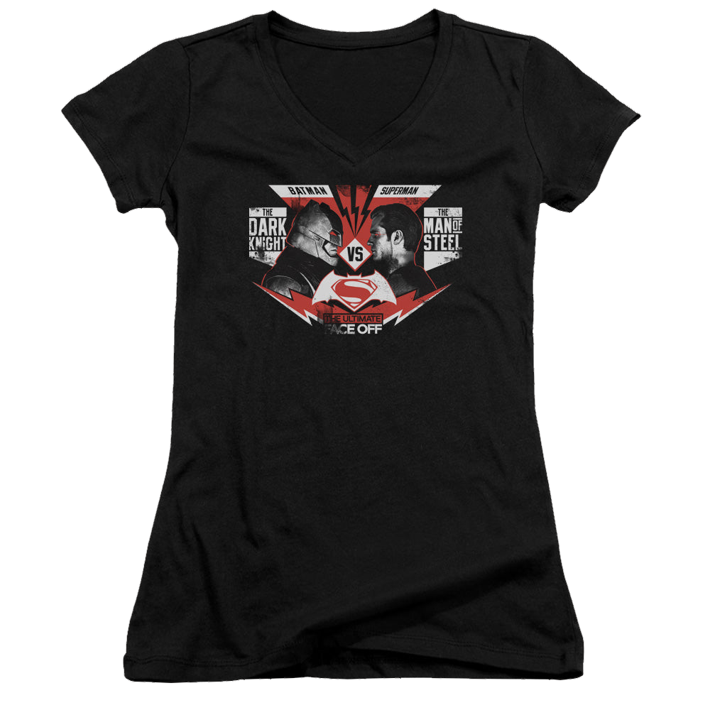 Batman v Superman Ultimate Face Off - Juniors V-Neck T-Shirt Style001