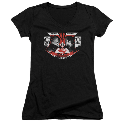 Batman v Superman Ultimate Face Off - Juniors V-Neck T-Shirt Style001