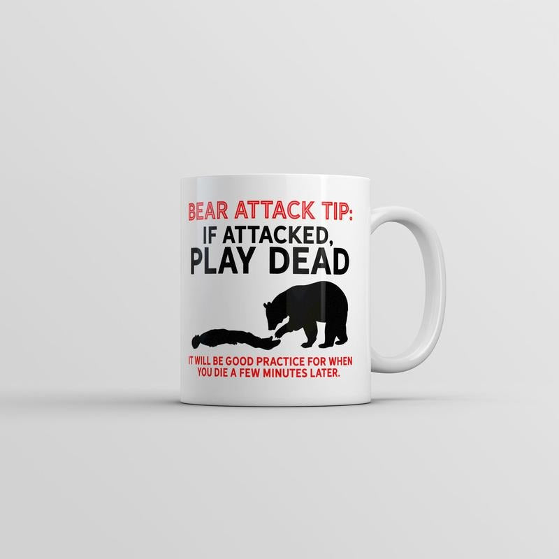 Bear Attack Tip Mug Funny Sarcastic Animal Novelty Coffee Cup-11oz Funny Coffee Mugs Ceramic Printed Drinkware Cup