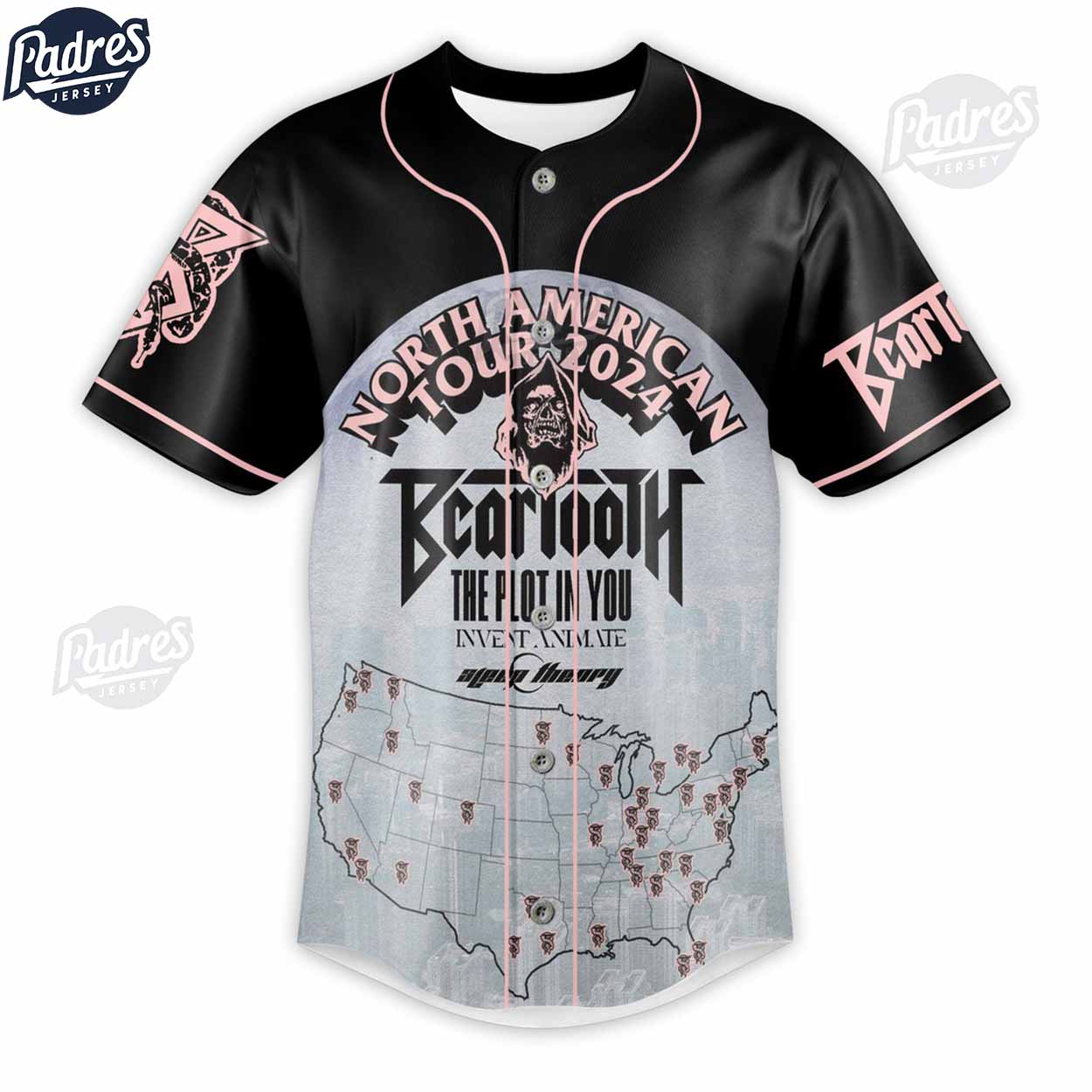 Beartooth Band North American Tour 2024 Custom Baseball Jersey Shirt - Padres Jersey Oasis: Elevate Your Baseball Style Game