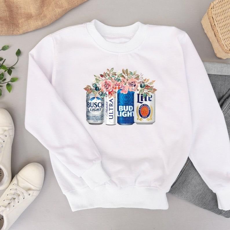 Beer Sweatshirt, Floral Beer  sweater