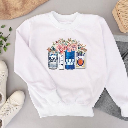 Beer Sweatshirt, Floral Beer  sweater