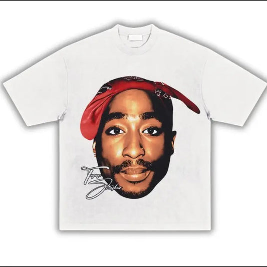 Big Face Tupacc Rap T-Shirt - Men's Cotton Tee - Classic