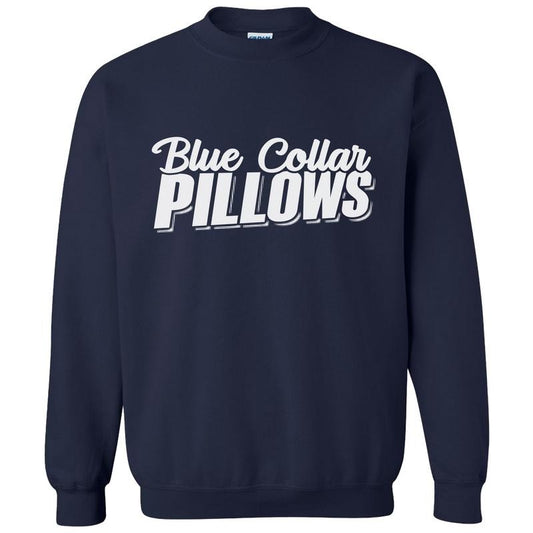 Blue Collar Pillows Navy Sweatshirt - Classic Unisex Crewneck Baggy Fit Comfort Soft Man Menswear