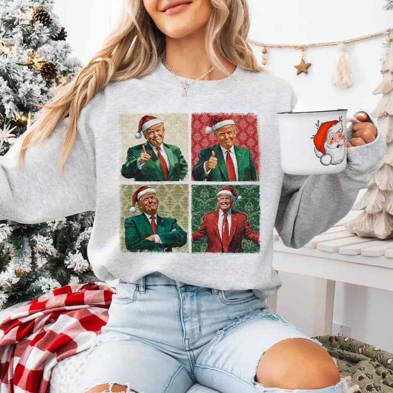 Boho Christmas Trump Sweatshirt, Happy Holidays Sweatshirt, Merry Vibes Sweatshirt, My President, 2024 Trump Sweatshirt, Election 2024, Political Sweatshirt