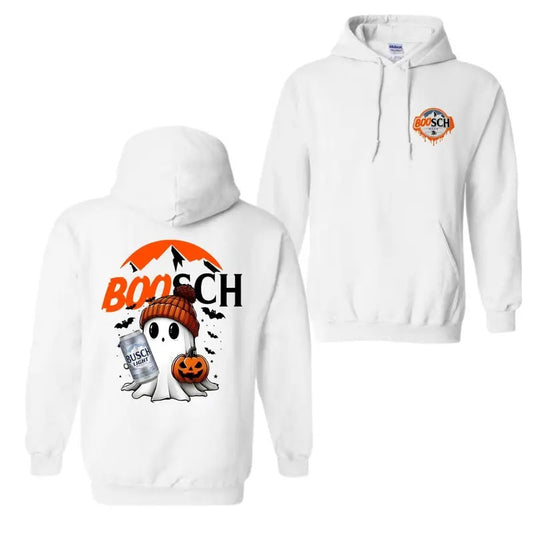 Boosh Light Cute Boo Ghost Halloween 2 Sided Hoodie, Busch Light Halloween Hoodie For Men And Women, Halloween Cute Ghost Trendy Hoodie, Hoodie hot trend