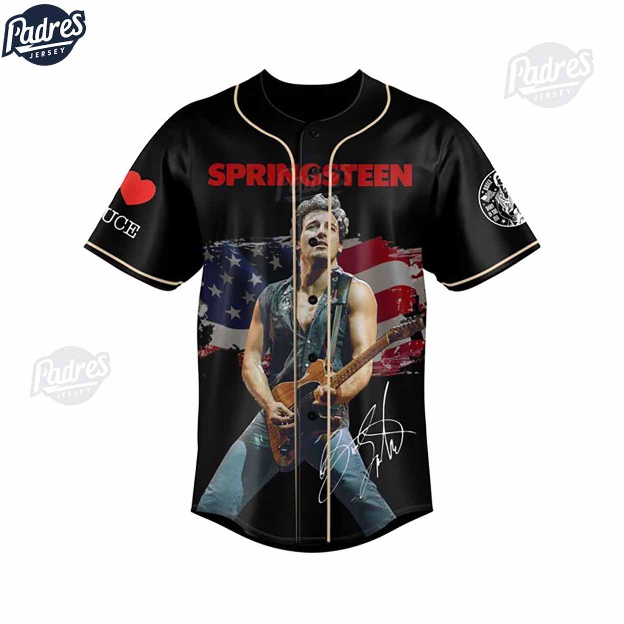 Bruce Springsteen American Flag Music Baseball Jersey - Padres Jersey Oasis: Elevate Your Baseball Style Game