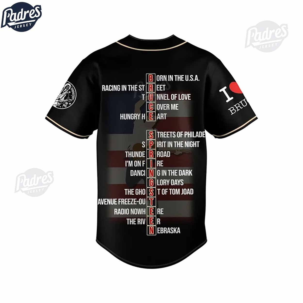 Bruce Springsteen American Flag Music Baseball Jersey - Padres Jersey Oasis: Elevate Your Baseball Style Game