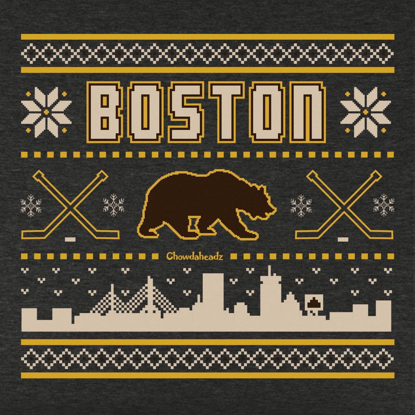 Boston Black & Gold Holiday Sweater Youth T-Shirt