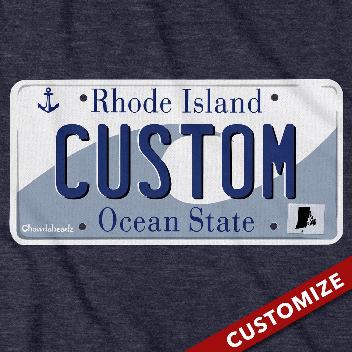 Custom Rhode Island License Plate T-Shirt