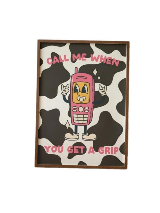 Call Me When You Get A Grip Poster, Cow Art Print, Call Me Print, Home Office Art, Gifts For Teens Girls Her Bedroom Decor, Poster Prints No Frame, Dorm Room Decor, Wall Art Prints, Gifts For Birthday Christmas Landscape Photo