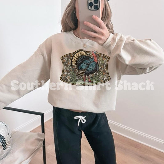 Camo Turkey sweatshirt | Turkey Hunting sweatshirt | Hunting sweatshirt | Sand Sweatshirt