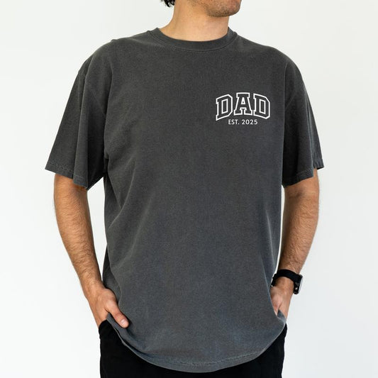 ChicCotton Custom Dad Comfort Colors Graphic Tee, Personalized Daddy T-shirt For Men, Pregnancy Announcement Gift For Husband, Gift For New Dad