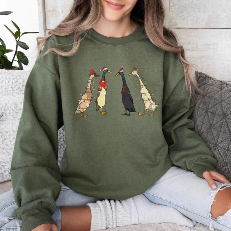 Christmas Ducks Sweatshirt, Duck Christmas Shirt For Women, Funny Animals Christmas Sweatshirt, Farm Lover Gift, Funny Christmas Shirt